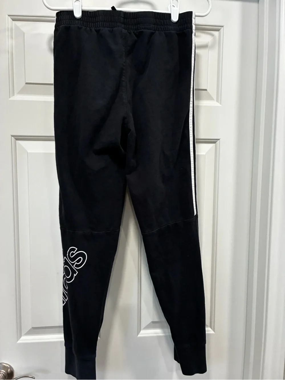 adidas Black Joggers with White Three-Stripe and Logo